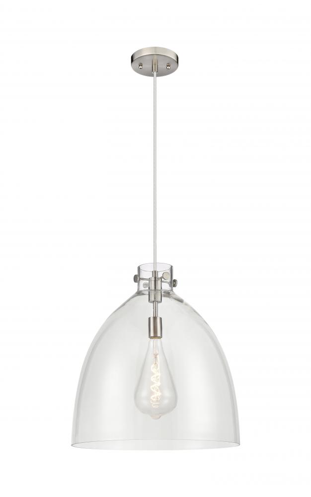 Newton Bell - 1 Light - 18 inch - Satin Nickel - Cord hung - Pendant