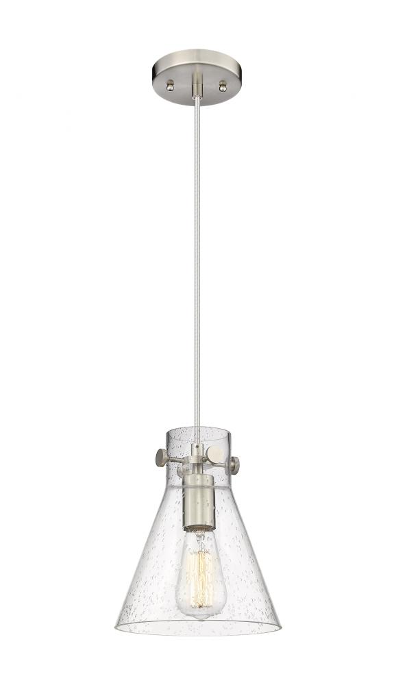 Newton Cone - 1 Light - 8 inch - Brushed Satin Nickel - Cord hung - Pendant