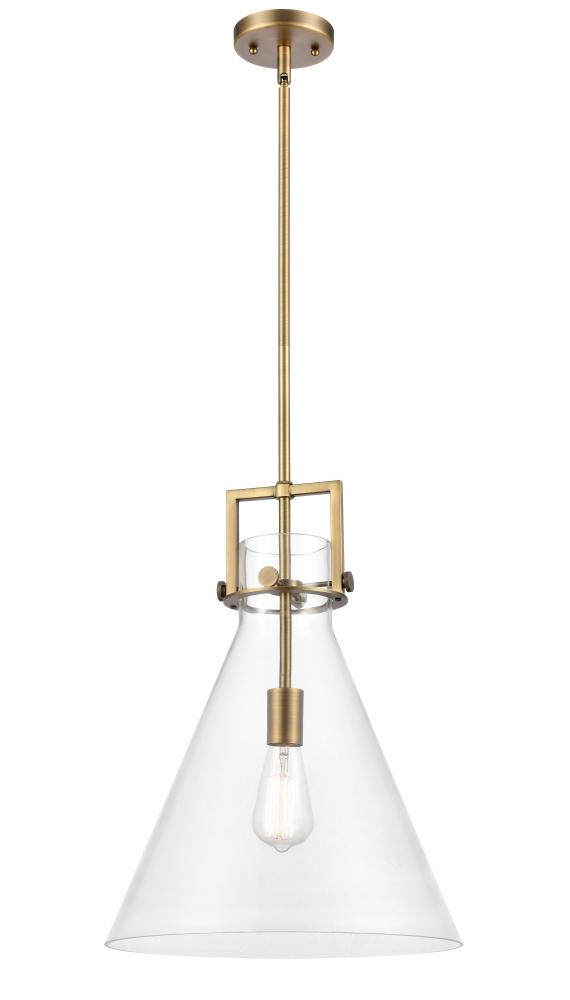 Newton Cone - 1 Light - 14 inch - Brushed Brass - Pendant