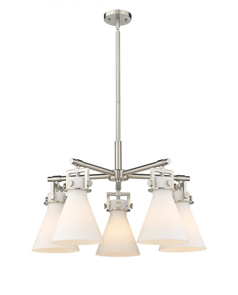 Newton Cone - 5 Light - 26 inch - Satin Nickel - Chandelier