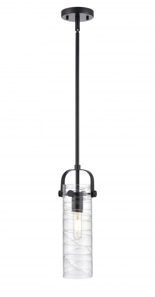 Pilaster II Cylinder - 1 Light - 12 inch Long Glass - Matte Black - Pendant