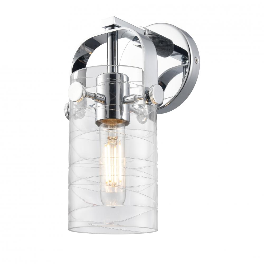 Pilaster II Cylinder - 1 Light - 7 inch Long Glass - Polished Chrome - Sconce