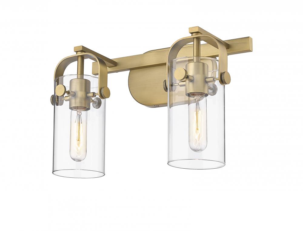 Pilaster II Cylinder - 2 Light - 15 inch - Brushed Brass - Bath Vanity Light