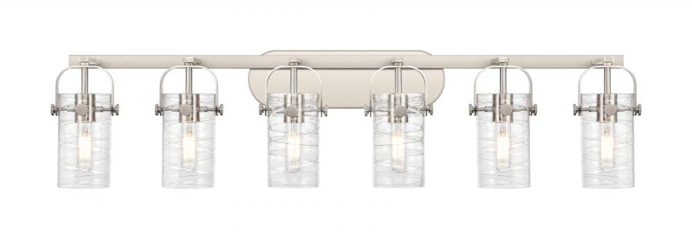 Pilaster II Cylinder - 6 Light - 44 inch - Satin Nickel - Bath Vanity Light