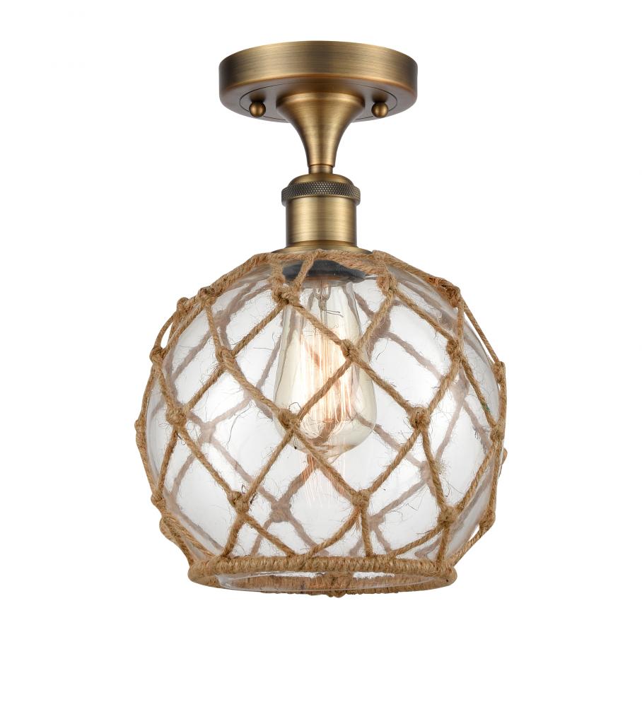 Farmhouse Rope - 1 Light - 8 inch - Brushed Brass - Semi-Flush Mount