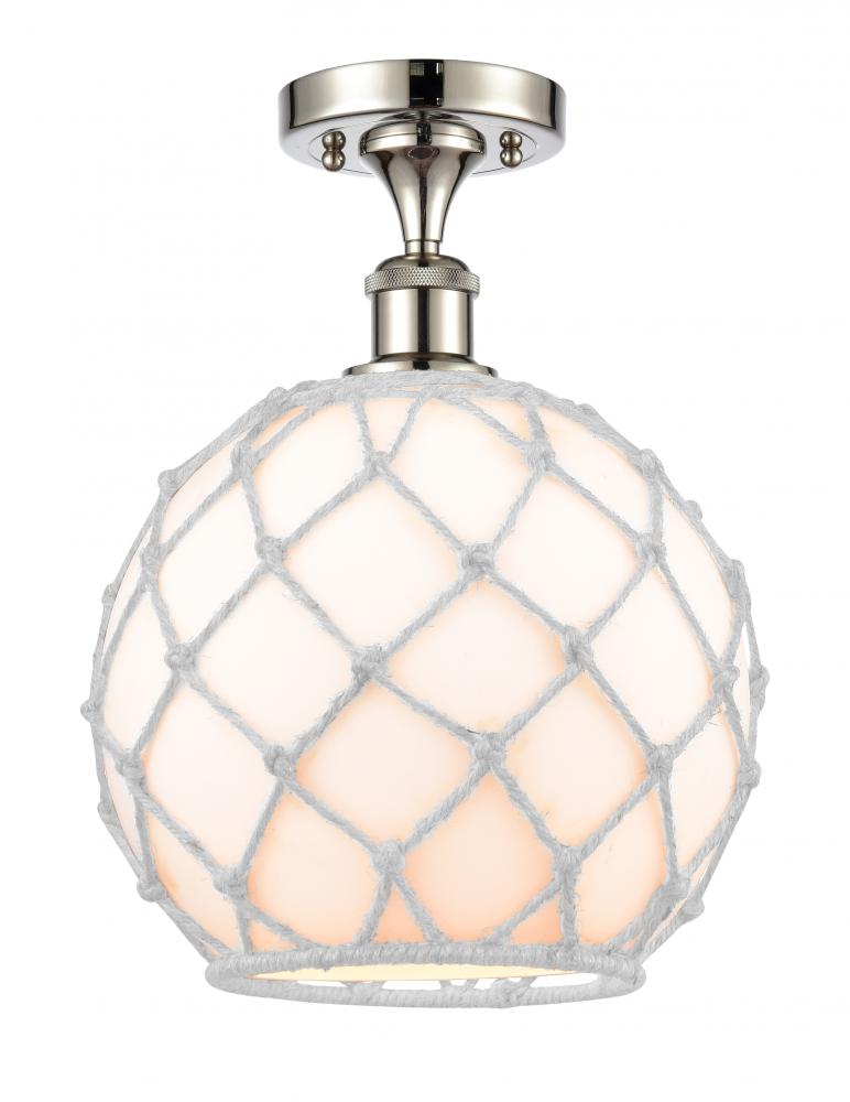 Farmhouse Rope - 1 Light - 10 inch - Polished Nickel - Semi-Flush Mount