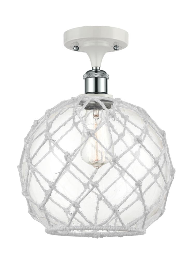 Farmhouse Rope - 1 Light - 10 inch - White Polished Chrome - Semi-Flush Mount