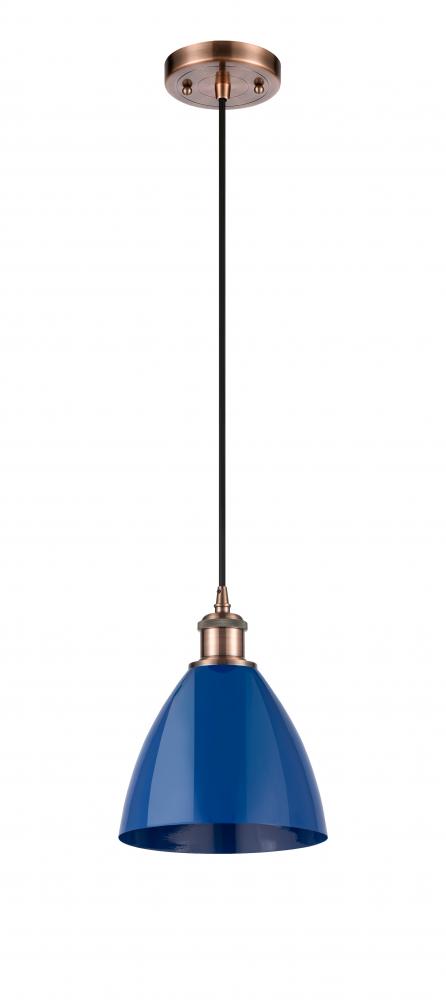 Plymouth - 1 Light - 8 inch - Antique Copper - Cord hung - Mini Pendant