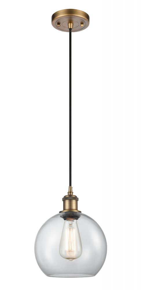 Athens - 1 Light - 8 inch - Brushed Brass - Cord hung - Mini Pendant