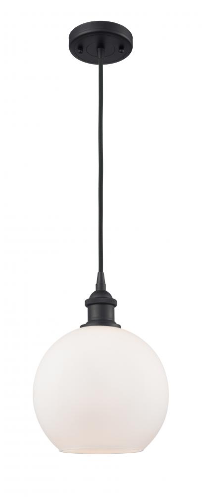 Athens - 1 Light - 8 inch - Matte Black - Cord hung - Mini Pendant