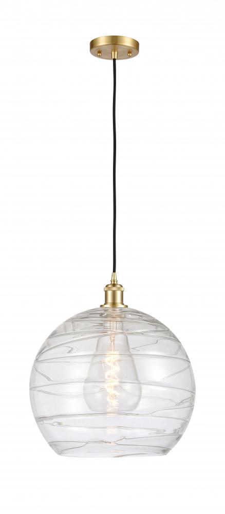 Athens Deco Swirl - 1 Light - 14 inch - Satin Gold - Cord hung - Pendant