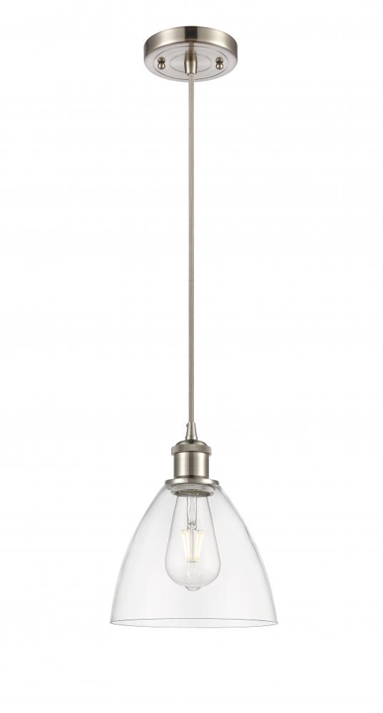 Bristol - 1 Light - 8 inch - Brushed Satin Nickel - Cord hung - Mini Pendant