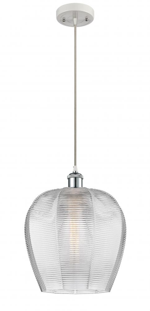 Norfolk - 1 Light - 12 inch - White Polished Chrome - Cord hung - Mini Pendant