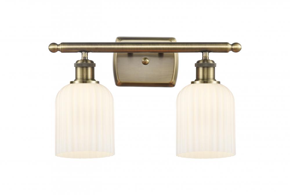 Bridal Veil - 2 Light - 15 inch - Antique Brass - Bath Vanity Light