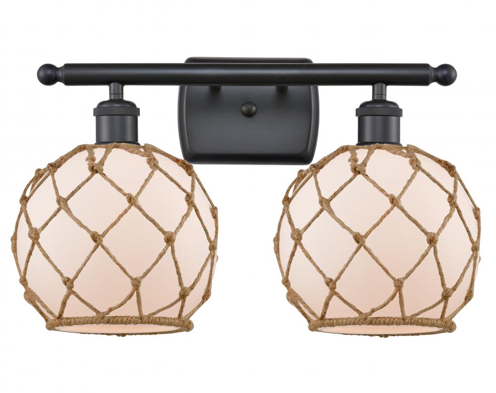 Farmhouse Rope - 2 Light - 18 inch - Matte Black - Bath Vanity Light