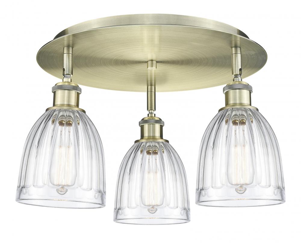 Brookfield - 3 Light - 18 inch - Antique Brass - Flush Mount