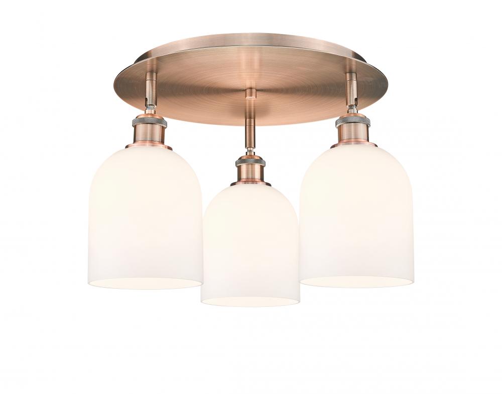 Bella - 3 Light - 17 inch - Antique Copper - Flush Mount