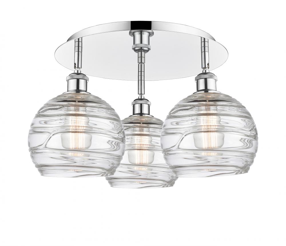 Athens Deco Swirl - 3 Light - 20 inch - Polished Chrome - Flush Mount