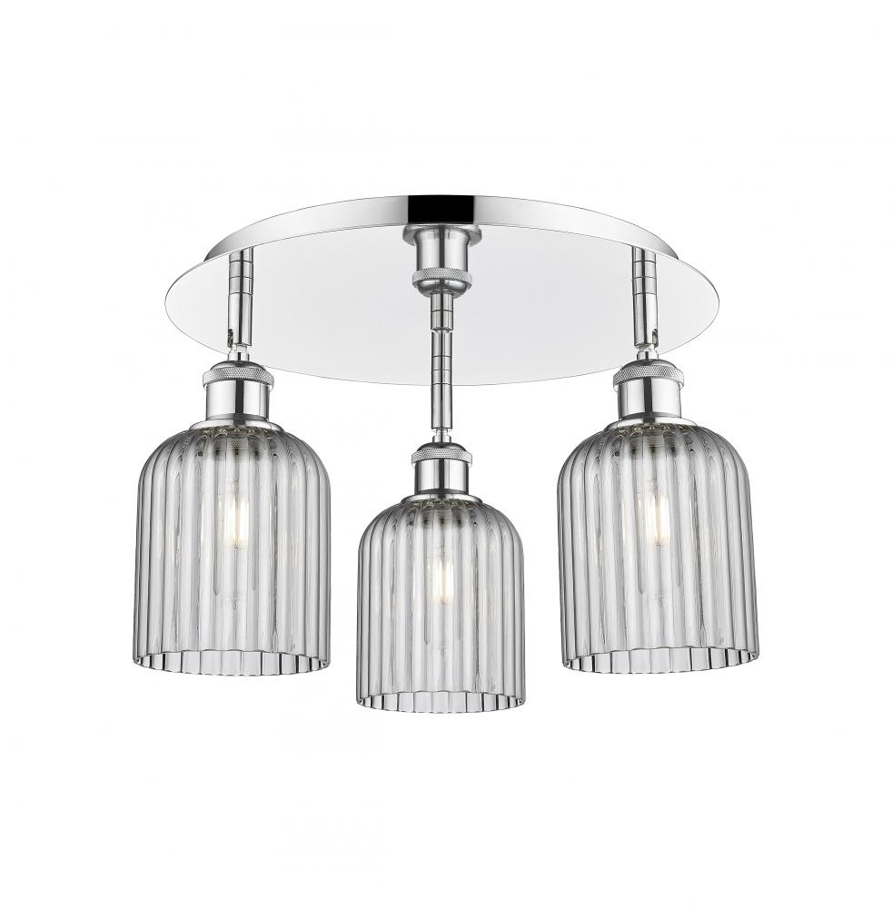 Bridal Veil - 3 Light - 17 inch - Polished Chrome - Flush Mount