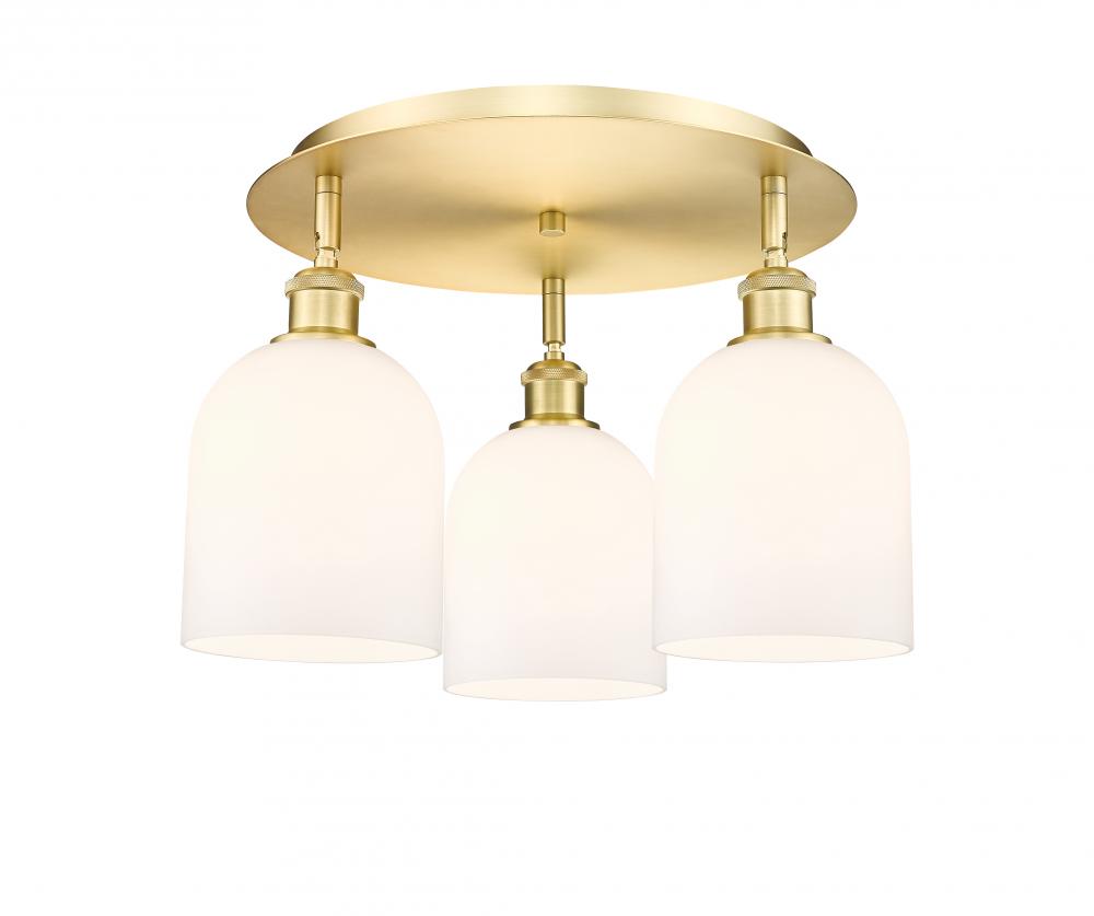 Bella - 3 Light - 17 inch - Satin Gold - Flush Mount