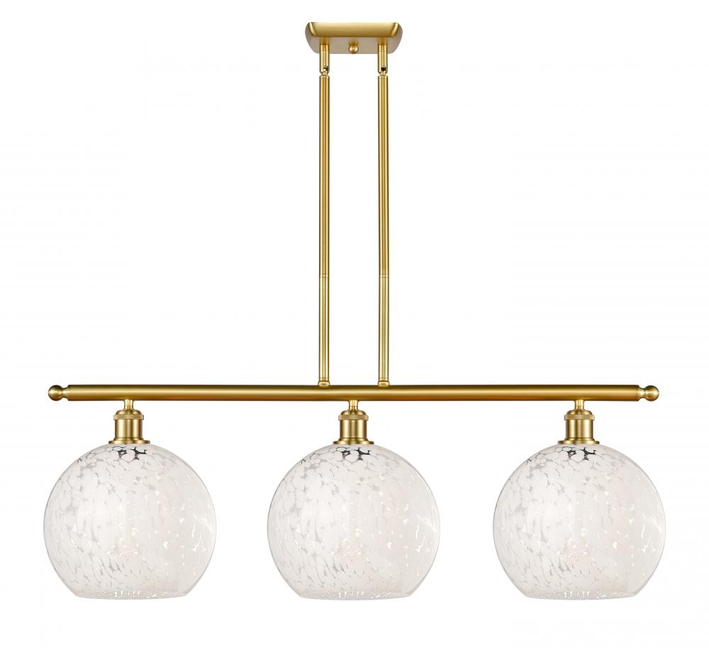 White Mouchette - 3 Light - 37 inch - Satin Gold - Stem Hung - Island Light