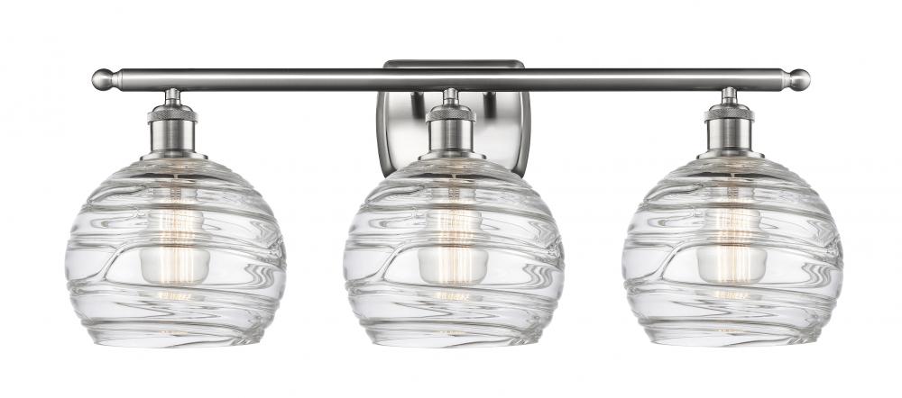 Athens Deco Swirl - 3 Light - 28 inch - Brushed Satin Nickel - Bath Vanity Light