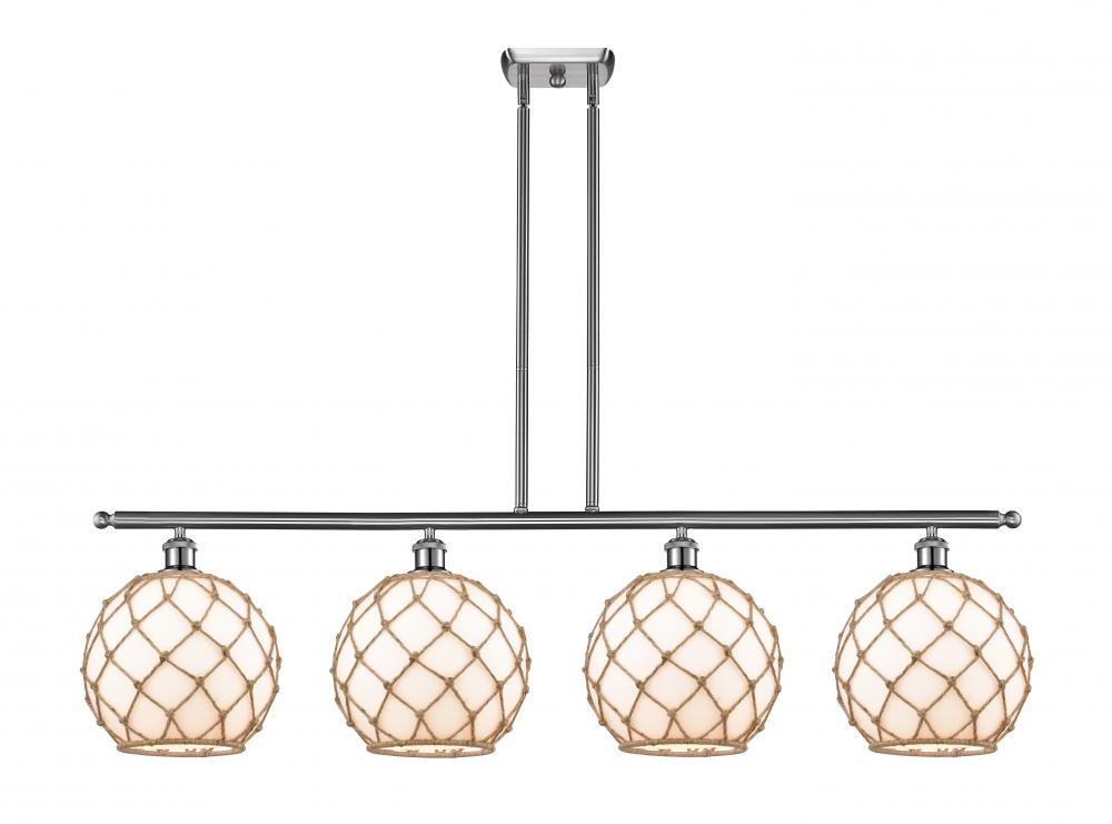 Farmhouse Rope - 4 Light - 48 inch - Brushed Satin Nickel - Cord hung - Island Light