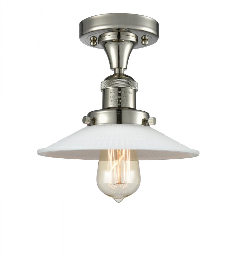 Halophane - 1 Light - 9 inch - Polished Nickel - Semi-Flush Mount