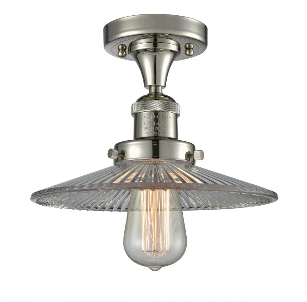 Halophane - 1 Light - 9 inch - Polished Nickel - Semi-Flush Mount