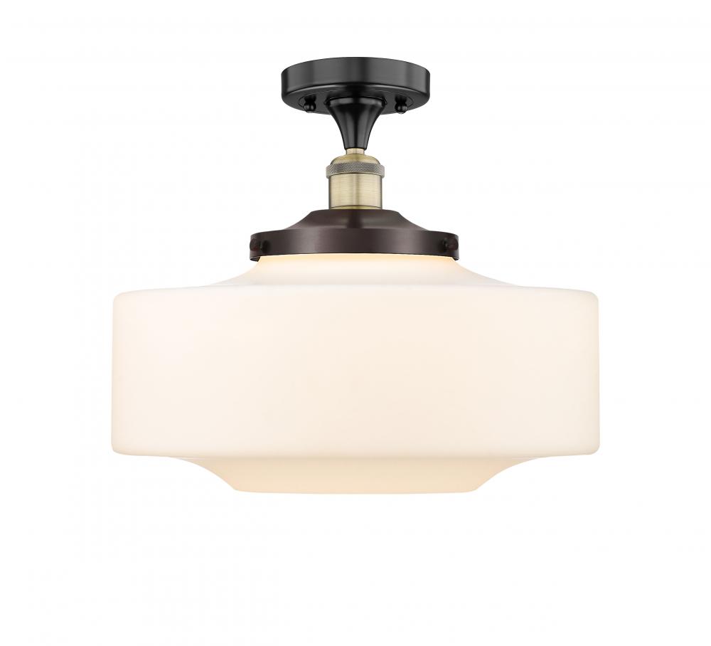 Bridgeton - 1 Light - 12 inch - Black Antique Brass - Semi-Flush Mount