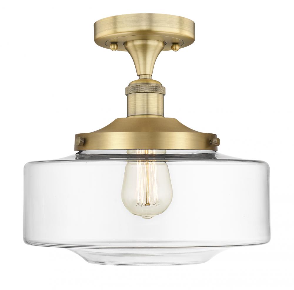 Bridgeton - 1 Light - 12 inch - Brushed Brass - Semi-Flush Mount