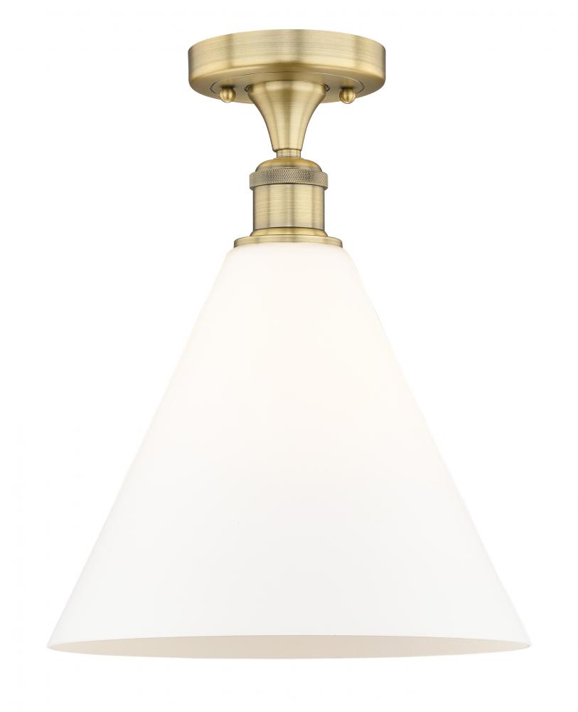 Berkshire - 1 Light - 12 inch - Brushed Brass - Semi-Flush Mount