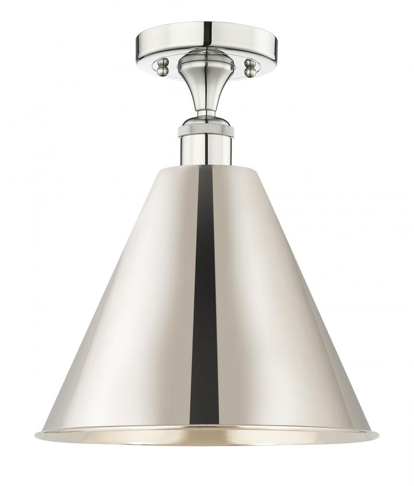 Berkshire - 1 Light - 12 inch - Polished Nickel - Semi-Flush Mount