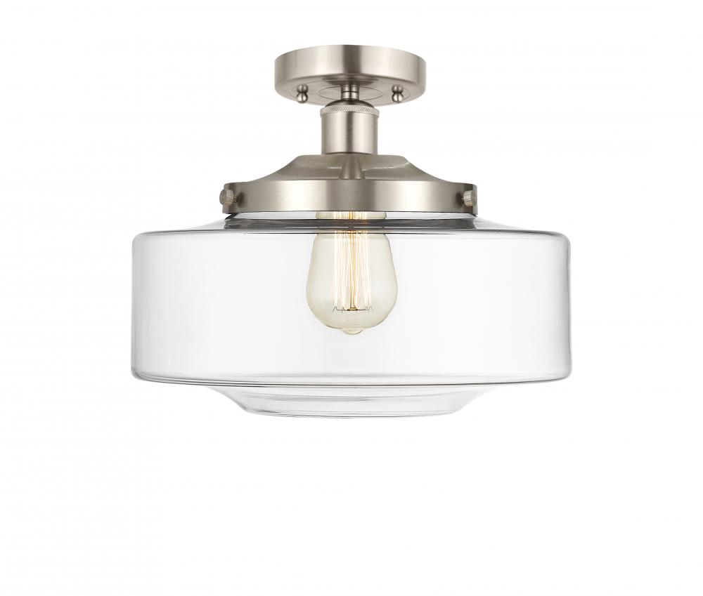 Bridgeton - 1 Light - 12 inch - Brushed Satin Nickel - Semi-Flush Mount