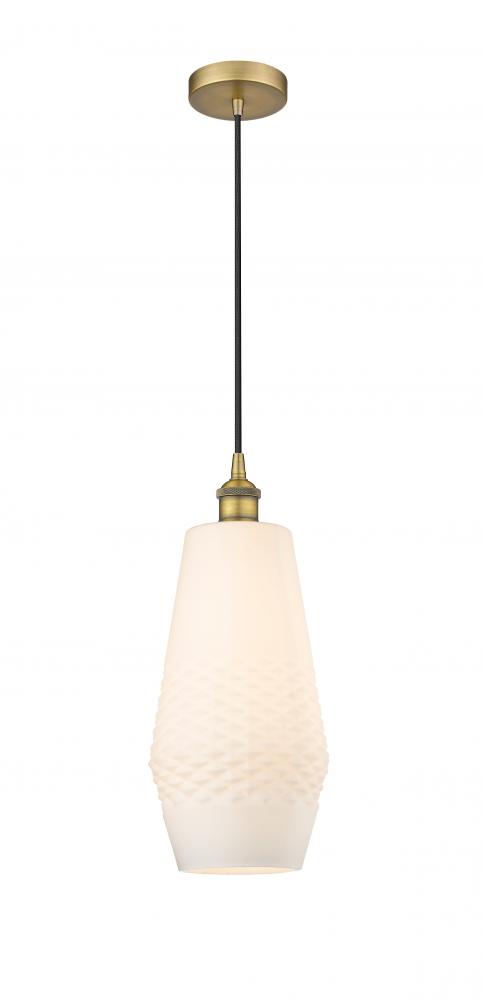 Windham - 1 Light - 7 inch - Brushed Brass - Cord hung - Mini Pendant