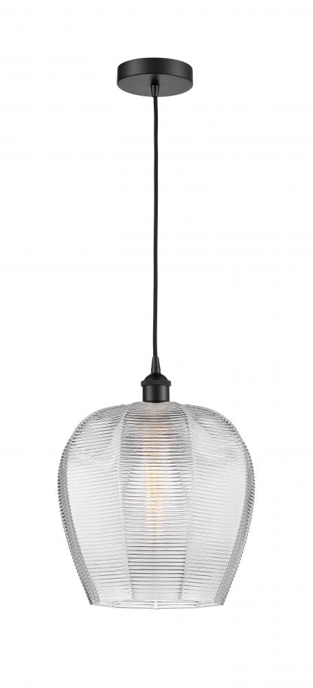 Norfolk - 1 Light - 12 inch - Matte Black - Cord hung - Mini Pendant