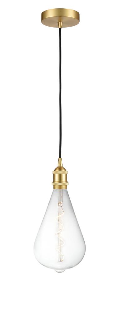 Edison - 1 Light - 7 inch - Satin Gold - Cord hung - Mini Pendant