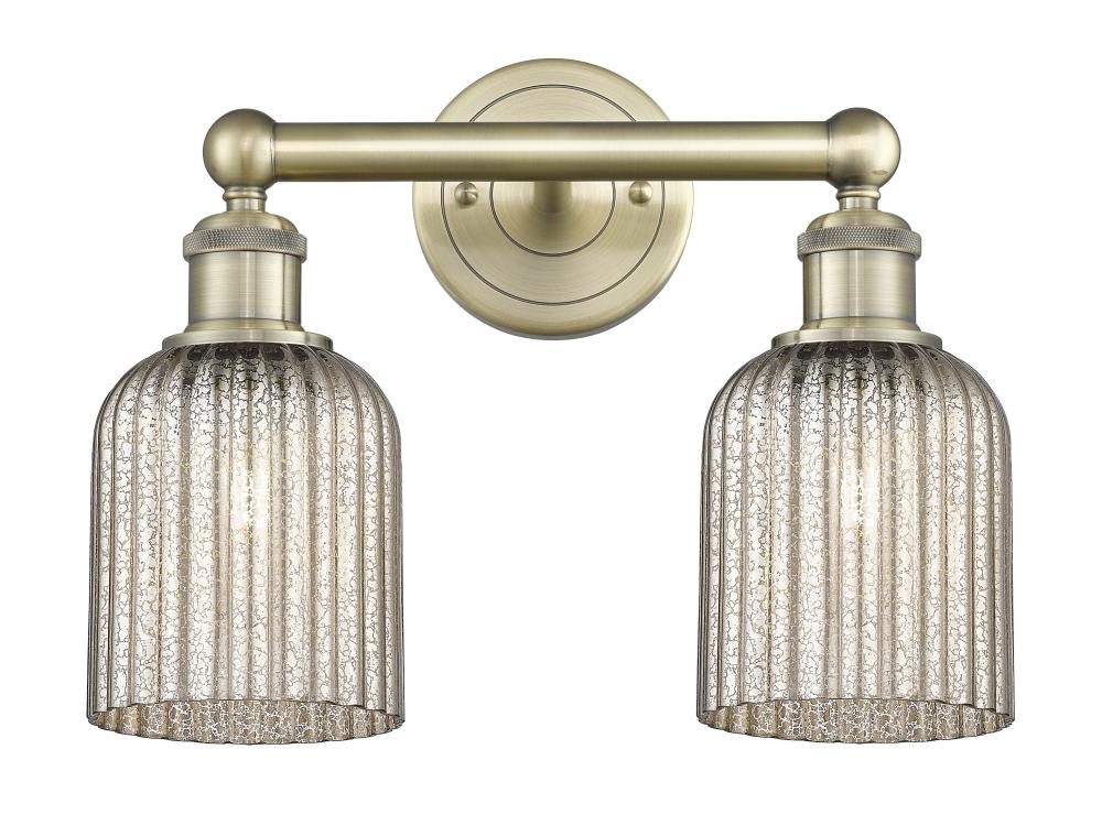 Bridal Veil - 2 Light - 14 inch - Antique Brass - Bath Vanity Light