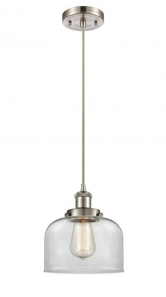 Bell - 1 Light - 8 inch - Brushed Satin Nickel - Cord hung - Mini Pendant