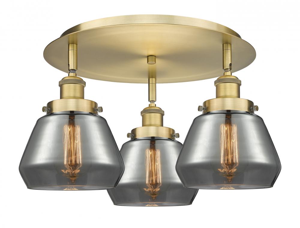 Fulton - 3 Light - 19 inch - Brushed Brass - Flush Mount