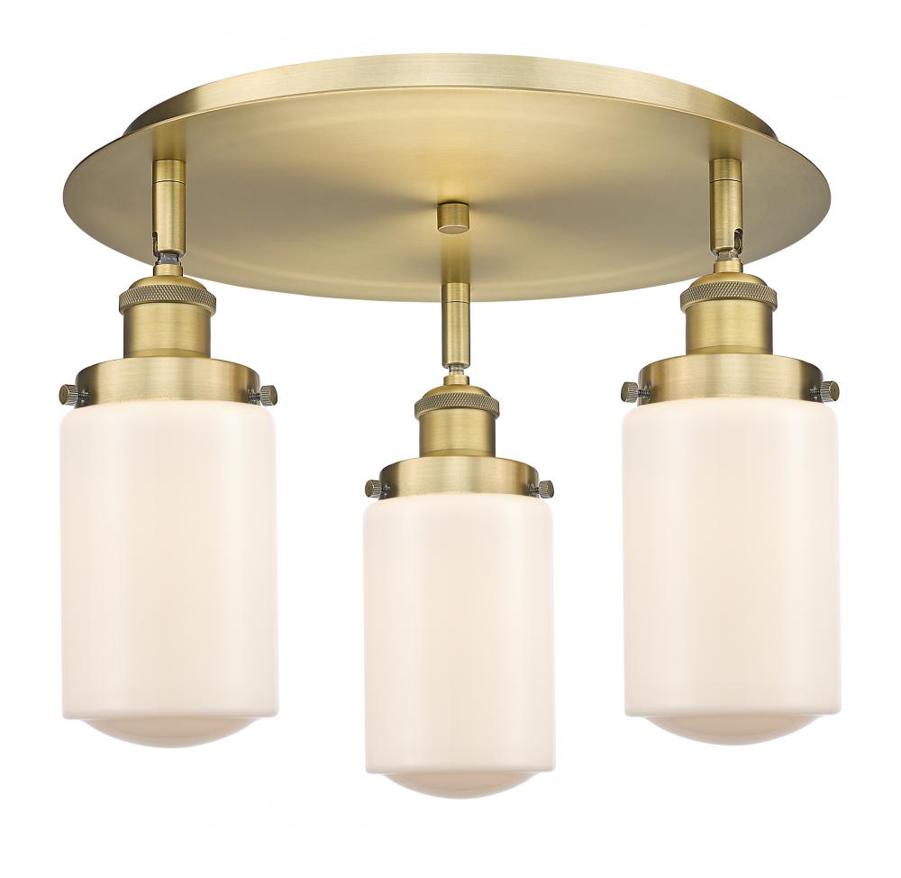 Dover - 3 Light - 16 inch - Brushed Brass - Flush Mount