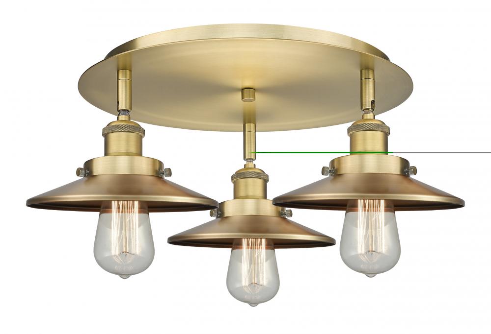 Edison - 3 Light - 20 inch - Brushed Brass - Flush Mount