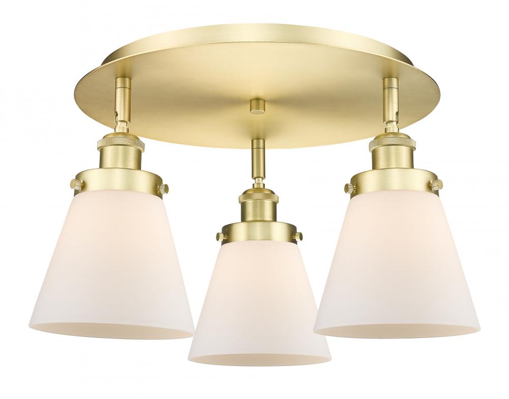 Cone - 3 Light - 18 inch - Satin Gold - Flush Mount