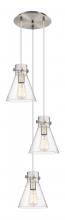 Innovations Lighting 113-410-1PS-SN-G411-8SDY - Newton Cone - 3 Light - 16 inch - Brushed Satin Nickel - Multi Pendant