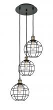 Innovations Lighting 113B-3P-BAB-CE-8-BK - Lake Placid - 3 Light - 15 inch - Black Antique Brass - Cord Hung - Multi Pendant