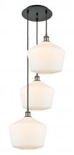  113B-3P-BAB-G651-12 - Cindyrella - 3 Light - 19 inch - Black Antique Brass - Cord Hung - Multi Pendant