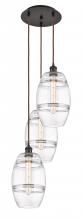  113B-3P-OB-G557-8CL - Vaz - 3 Light - 15 inch - Oil Rubbed Bronze - Cord hung - Multi Pendant