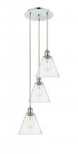  113B-3P-PC-GBC-84 - Berkshire - 3 Light - 15 inch - Polished Chrome - Cord Hung - Multi Pendant