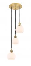  113B-3P-SG-G121-6 - Athens - 3 Light - 12 inch - Satin Gold - Cord Hung - Multi Pendant