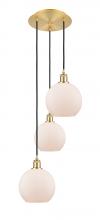  113B-3P-SG-G121-8 - Athens - 3 Light - 15 inch - Satin Gold - Cord Hung - Multi Pendant